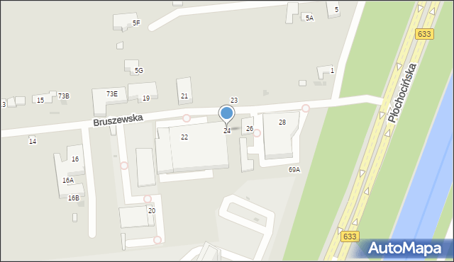 Warszawa, Bruszewska, 24, mapa Warszawy