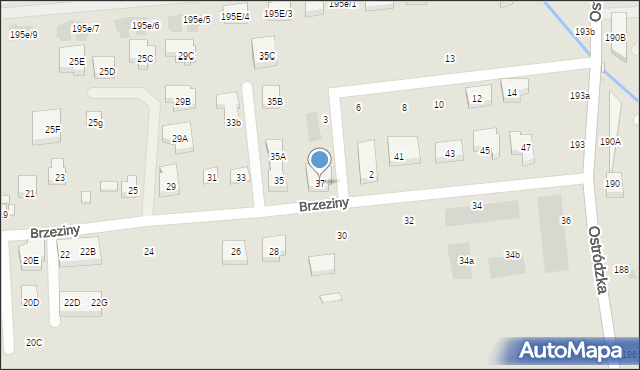 Warszawa, Brzeziny, 37, mapa Warszawy