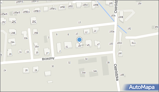 Warszawa, Brzeziny, 43, mapa Warszawy