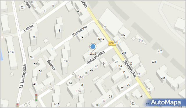 Warszawa, Bródnowska, 13/15, mapa Warszawy