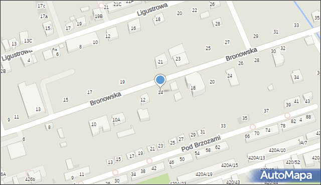 Warszawa, Bronowska, 14, mapa Warszawy
