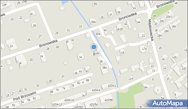 Warszawa, Bronowska, 36, mapa Warszawy