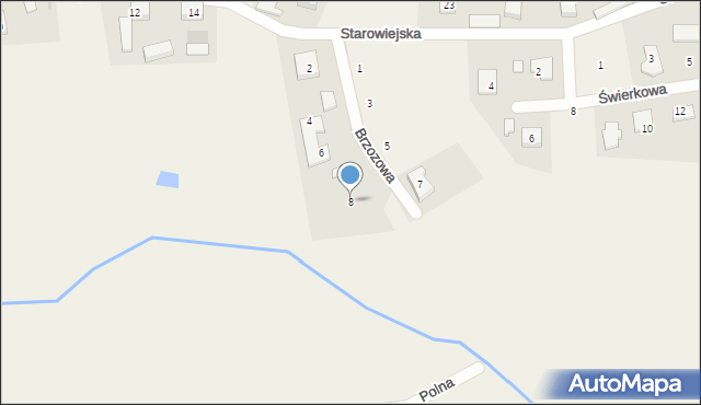 Warzno, Brzozowa, 8, mapa Warzno