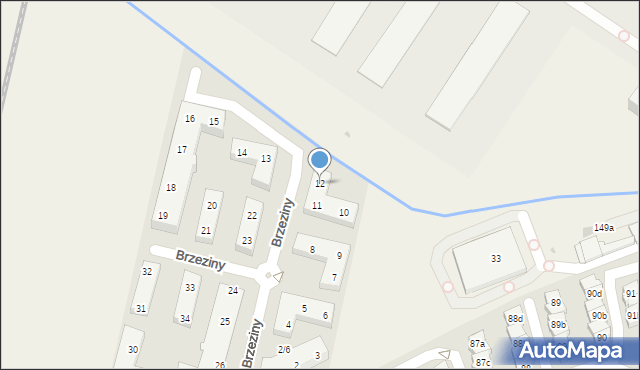 Warzymice, Brzeziny, 12, mapa Warzymice