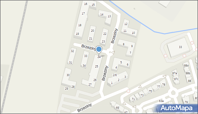 Warzymice, Brzeziny, 24, mapa Warzymice