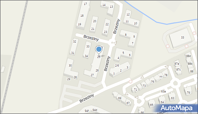 Warzymice, Brzeziny, 25, mapa Warzymice