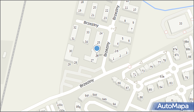 Warzymice, Brzeziny, 26, mapa Warzymice