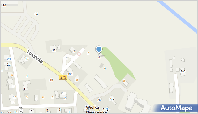 Wielka Nieszawka, Brzozowa, 4, mapa Wielka Nieszawka