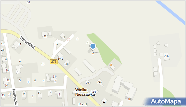 Wielka Nieszawka, Brzozowa, 6, mapa Wielka Nieszawka