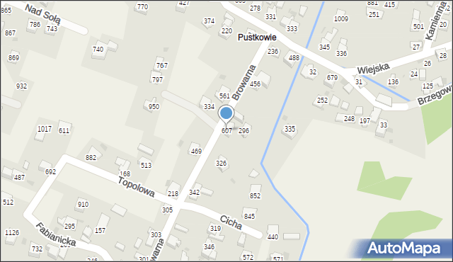 Wieprz, Browarna, 607, mapa Wieprz