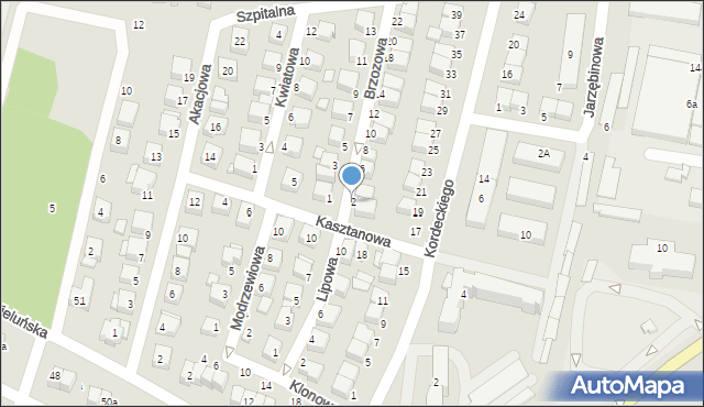 Wieruszów, Brzozowa, 2, mapa Wieruszów