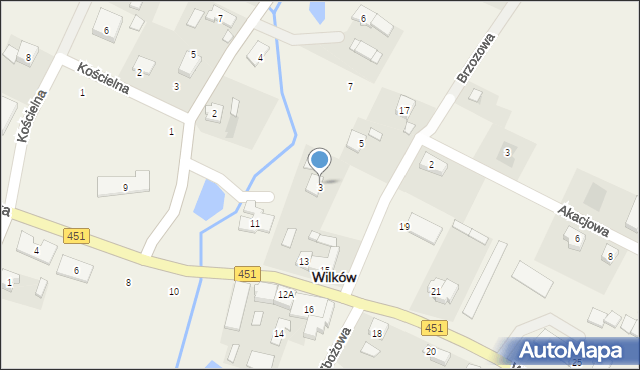 Wilków, Brzozowa, 3, mapa Wilków