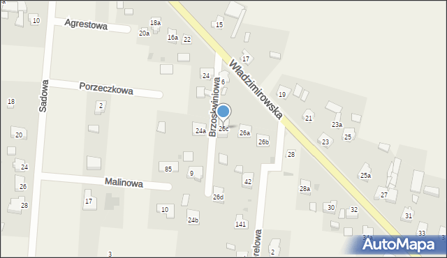 Władzimirów, Brzoskwiniowa, 26c, mapa Władzimirów