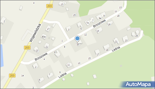 Wodnica, Brzozowa, 10, mapa Wodnica