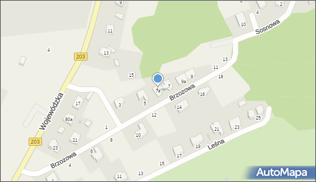 Wodnica, Brzozowa, 7a, mapa Wodnica