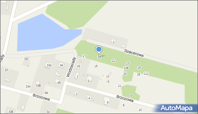 Wodzierady, Brzozowa, 19, mapa Wodzierady