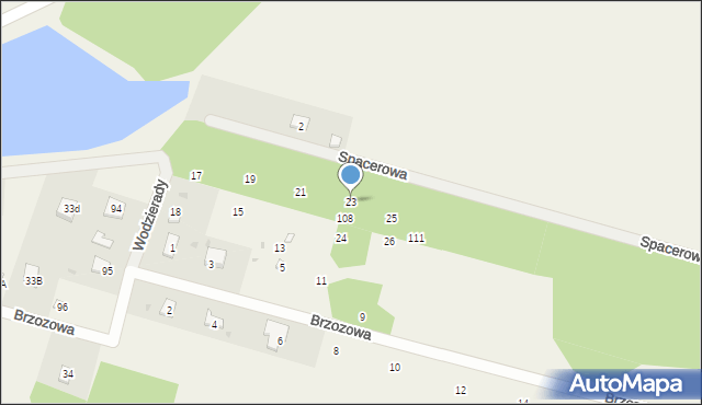 Wodzierady, Brzozowa, 23, mapa Wodzierady