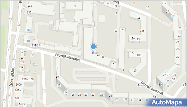 Wrocław, Brzoskwiniowa, 4a, mapa Wrocławia