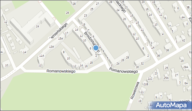 Wrocław, Brodzińskiego Kazimierza, 2, mapa Wrocławia