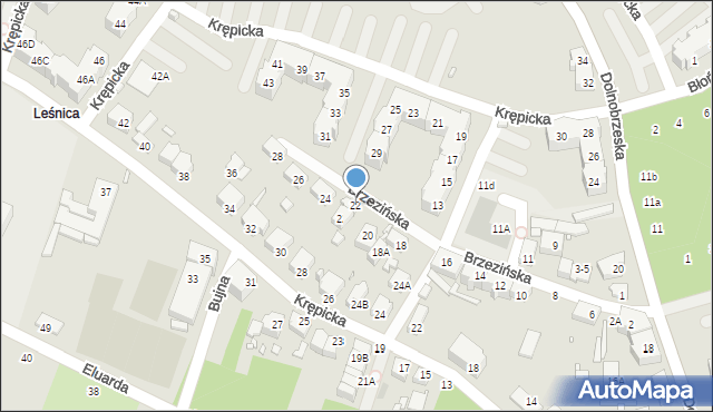 Wrocław, Brzezińska, 22, mapa Wrocławia