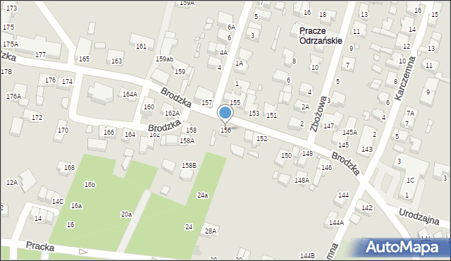 Wrocław, Brodzka, 156, mapa Wrocławia