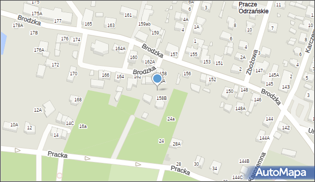 Wrocław, Brodzka, 158C, mapa Wrocławia