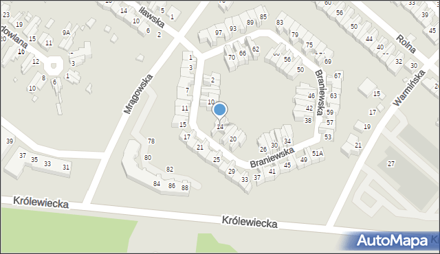 Wrocław, Braniewska, 14, mapa Wrocławia