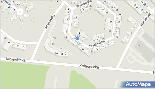 Wrocław, Braniewska, 25, mapa Wrocławia