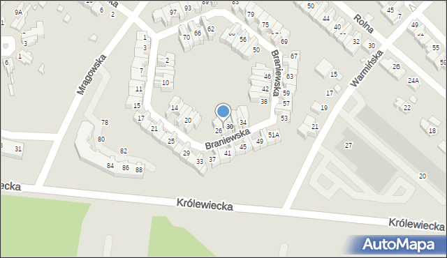 Wrocław, Braniewska, 28, mapa Wrocławia