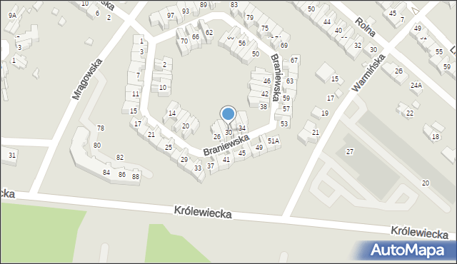 Wrocław, Braniewska, 30, mapa Wrocławia