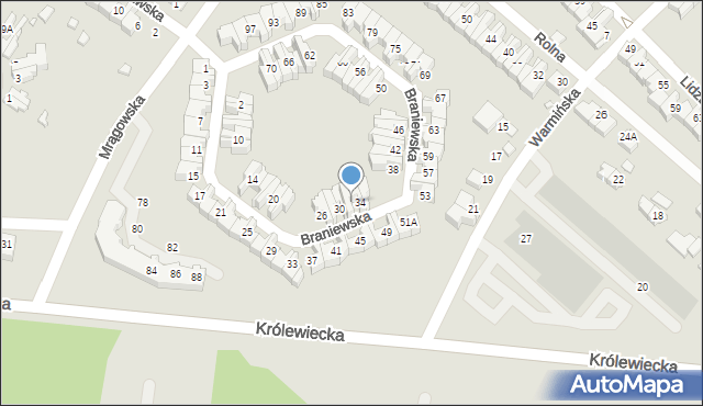 Wrocław, Braniewska, 32, mapa Wrocławia