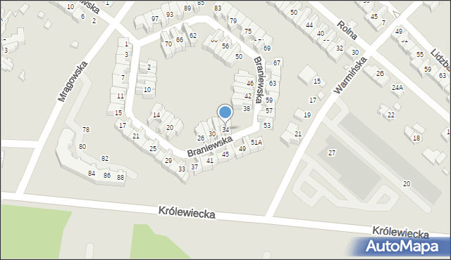 Wrocław, Braniewska, 34, mapa Wrocławia