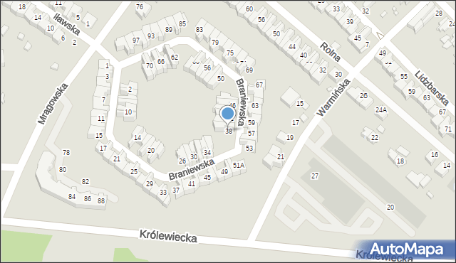 Wrocław, Braniewska, 38, mapa Wrocławia