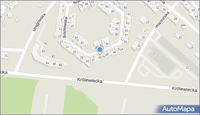 Wrocław, Braniewska, 41, mapa Wrocławia