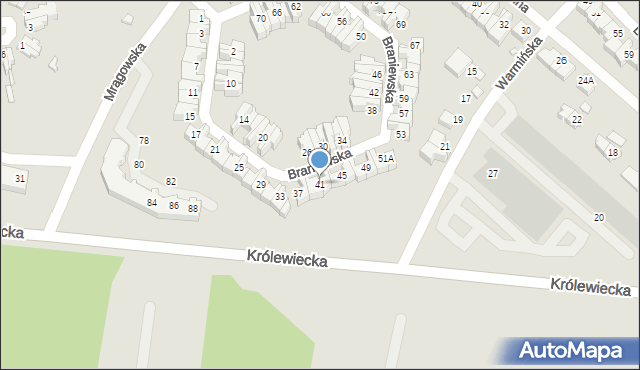 Wrocław, Braniewska, 41, mapa Wrocławia