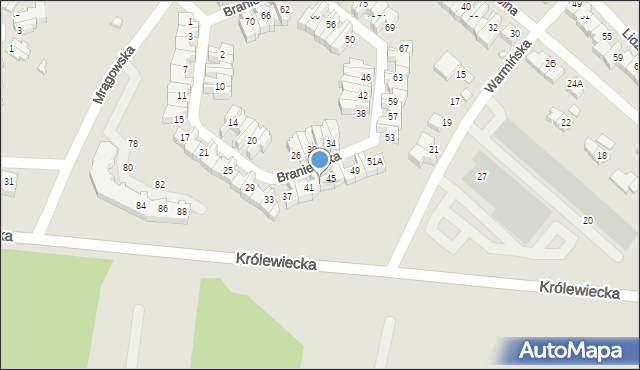 Wrocław, Braniewska, 43, mapa Wrocławia