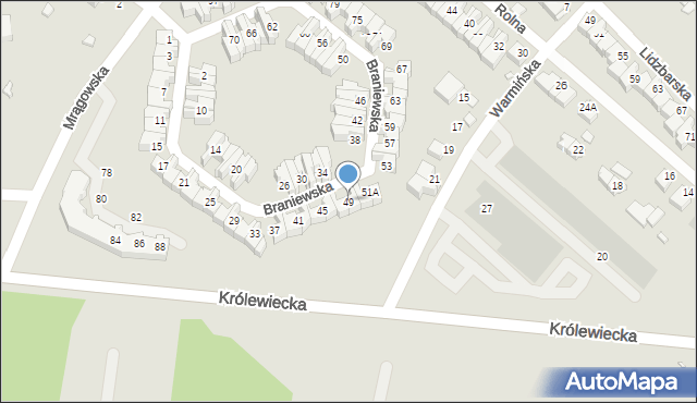 Wrocław, Braniewska, 49, mapa Wrocławia