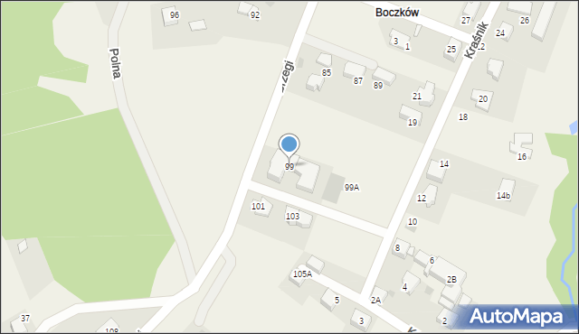 Wrząsowice, Brzegi, 99, mapa Wrząsowice