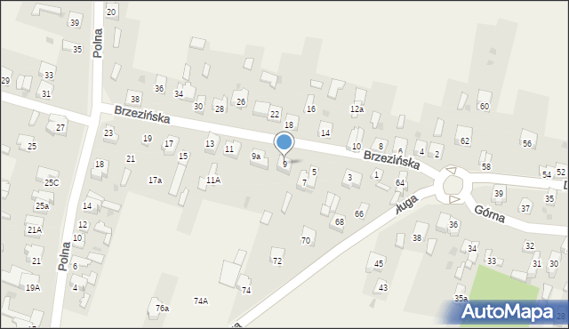 Wrzosowa, Brzezińska, 9, mapa Wrzosowa