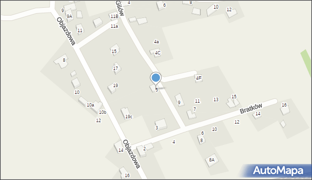 Zabrzeg, Bratków, 5, mapa Zabrzeg