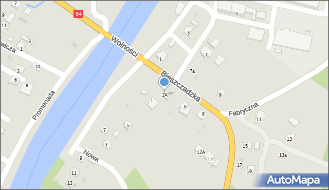Zagórz, Brzegowa, 1A, mapa Zagórz