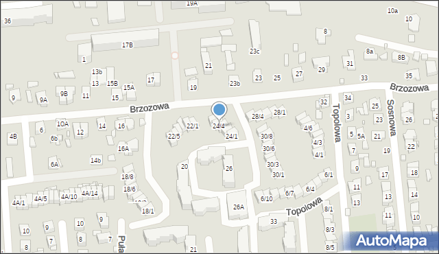 Zamość, Brzozowa, 24/4, mapa Zamościa