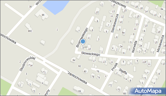 Żarki, Broniewskiego Władysława, 2, mapa Żarki