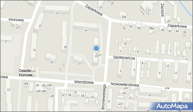Zawiercie, Broniewskiego Władysława, 11, mapa Zawiercie