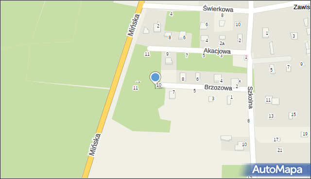 Zawiszyn, Brzozowa, 9, mapa Zawiszyn