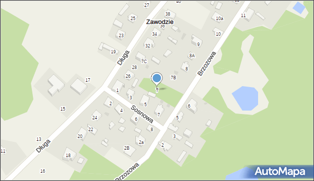 Zawodzie, Brzozowa, 7, mapa Zawodzie