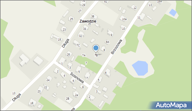 Zawodzie, Brzozowa, 7B, mapa Zawodzie