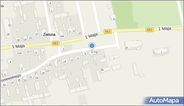 Zielona, Broniewskiego Władysława, 7, mapa Zielona