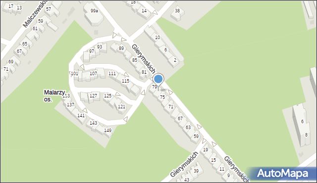 Zielona Góra, Braci Gierymskich, 77, mapa Zielona Góra