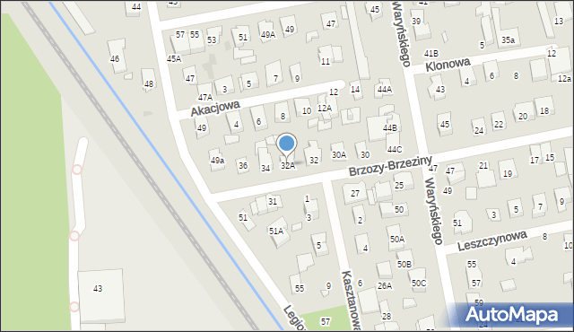 Zielonka, Brzozy-Brzeziny Ottokara, gen., 32A, mapa Zielonka